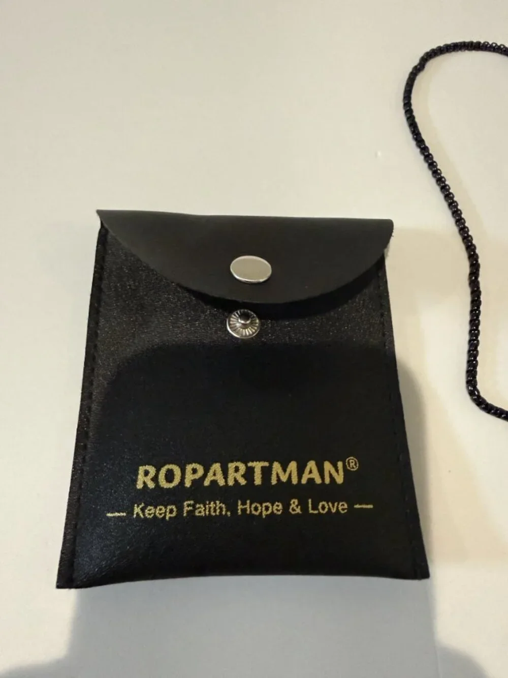 ROPARTMAN Wood and Black Steel Cross Pendant Necklace with Pouch Men's
